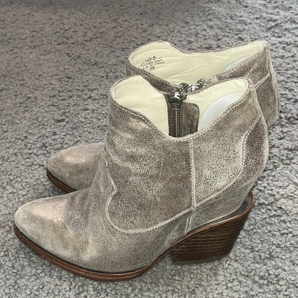 ASH LULA Pewter Metallic Funky Heel Side Zip Western B - Picture 3 of 12